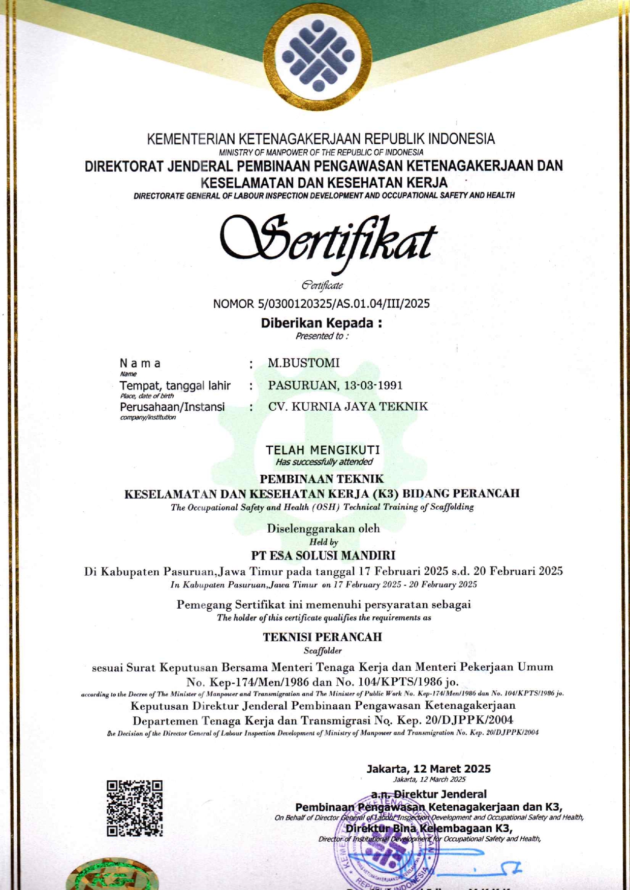 Teknisi Perancah - Bustomi